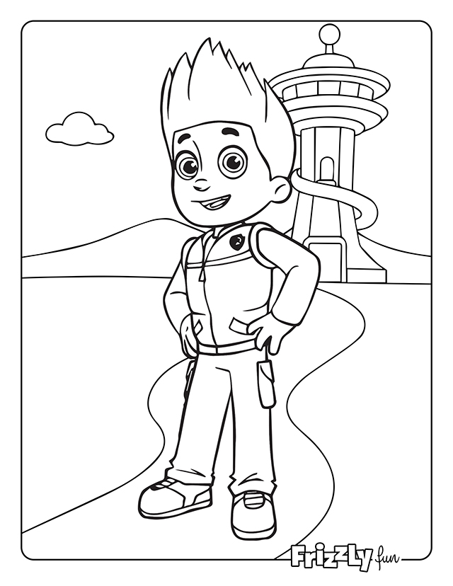 Paw Patrol boy Ryder stands upright with hands on his hips.